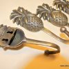4 PINEAPPLE COAT HOOKS small solid brass antiques vintage old style 120mm hook