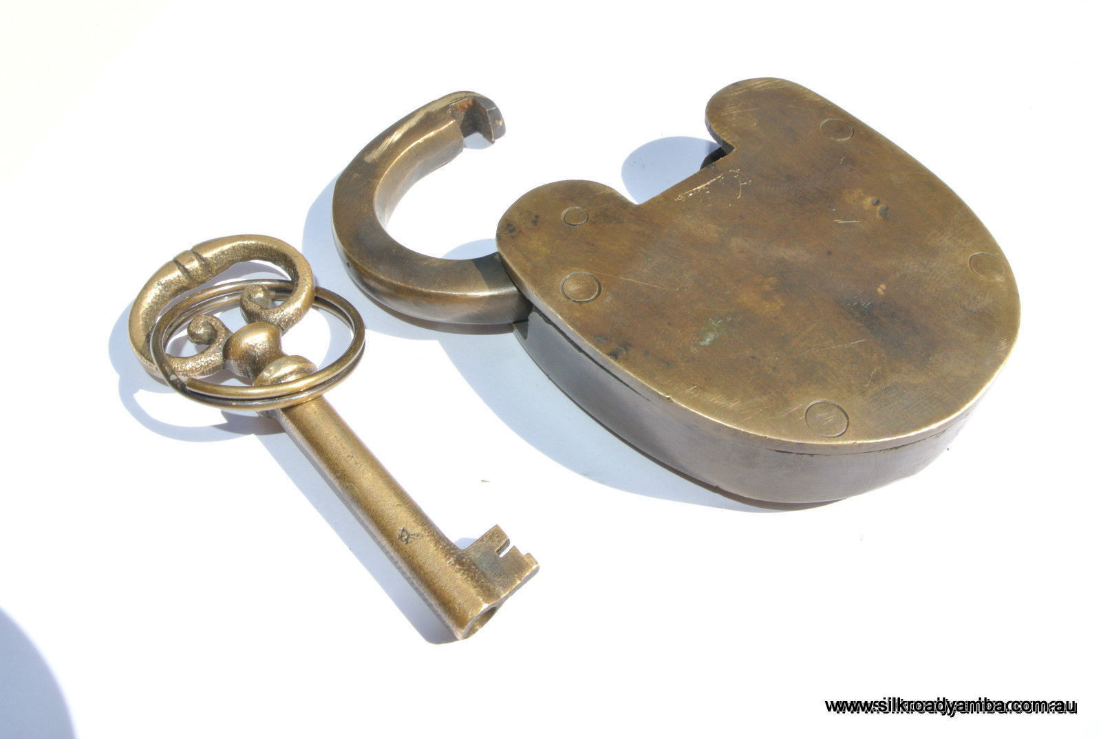 Padlock Vintage stye antique look aged solid heavy brass aged key lock ...