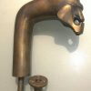 SKULL head shape door handle pull knob hook solid brass handle thread heavy 5" crutch