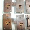 6 flush locks Vintage stye antique look solid heavy brass aged 2 key lock works 2.1/2"