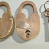 2 Antique style Vintage BRASS OLD PADLOCK with Skeleton KEY LOCK UNUSED & WORKING 80 mm x 50 mm opening 23 mm 2 keys solid heavy brass works great