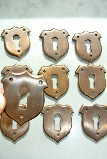 10 KEY hole shield covers old stye vintage antique look solid heavy brass aged escutcheon