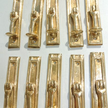 10 POLISHED small pulls drops handles antique style solid brass vintage old replace drawer heavy NKH