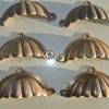6 shell shape pulls handles solid brass vintage style 4"drawer heavy cast inc screws