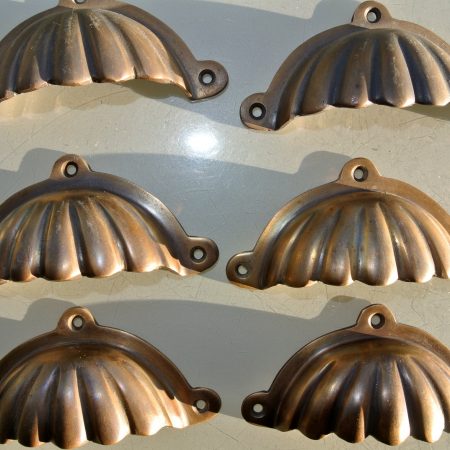 6 shell shape pulls handles solid brass vintage style 4"drawer heavy cast inc screws