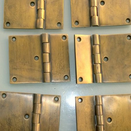 6 cast hinges vintage age style solid Brass DOOR BOX restoration heavy 3" screws