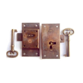 2 Solid Brass Flush Cupboard Locks 76mm Antique Style Door Locks, Heavy Brass Cabinet Lock Set with 2 Keys, Vintage Furniture Hardware