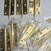 10 small hinges vintage style solid Brass DOOR BOX 2.1/2" polished finials flush & screws