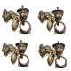 8 small ELEPHANT pulls handles antique solid brass vintage drawer knobs ring 36 mm natural oxidized bronze patina
