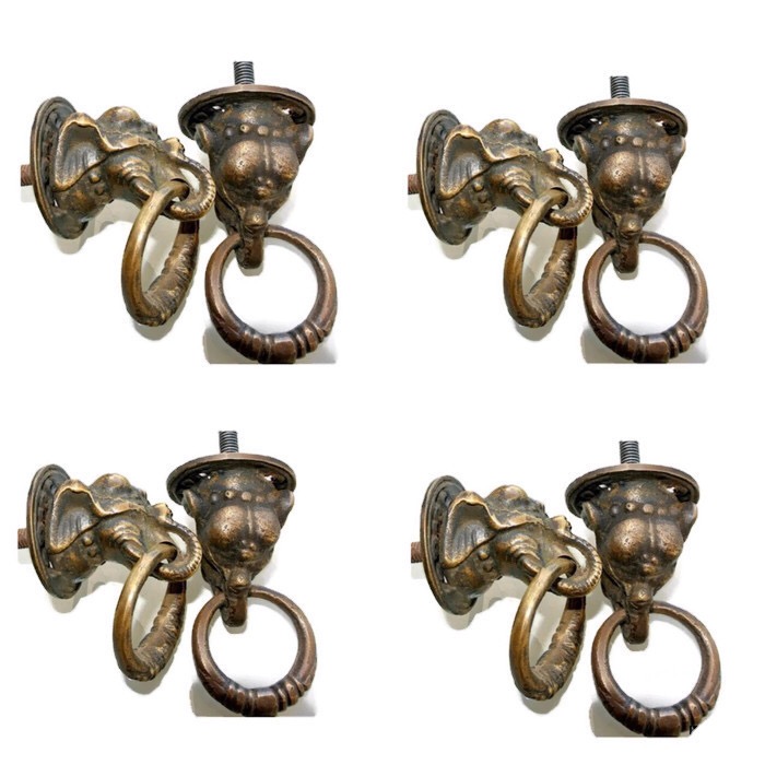 8 Small Elephant Pulls Handles Antique, Small Vintage Dresser Knobs And Pins