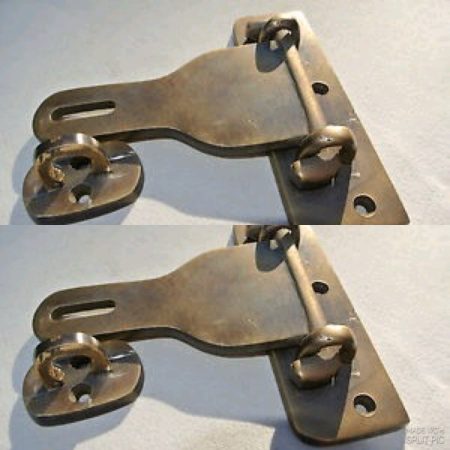 2 latch vintage style house BOX antiques box for padlock catch hasp DOOR Key heavy 5 "