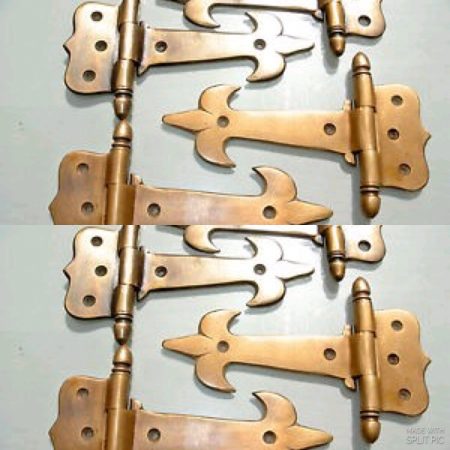 8 small hinges vintage age style solid Brass DOOR restoration heavy 5"