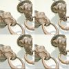 8 small ELEPHANT pulls handles antique solid brass vintage drawer knobs ring 36 mm