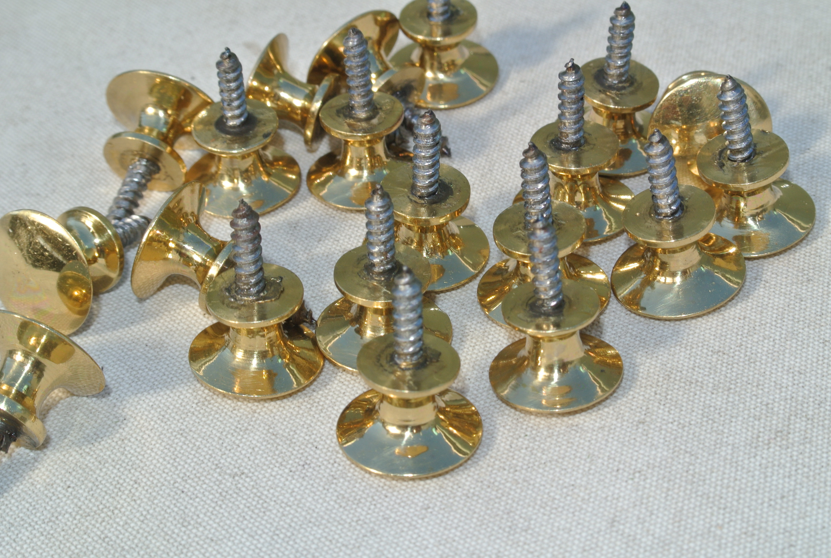 20 Very Tiny Screw Knobs Pulls Handles Antique Solid Heavy Brass Drawer Knob 15 Mm Silk Road