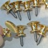 TINY screw KNOBS pulls handles antique solid heavy brass drawer knob 15 mm