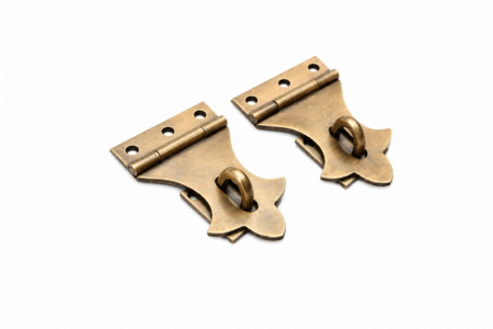 2 Small Vintage Brass Hasp & Staple Latch 3 Box Catch Antique Chest Door Lock 80mm