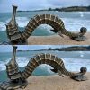 2 large SEAHORSE solid brass door old style house PULL handle 13" heavy aged