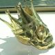 SKULL head pure BRASS king crown vintage style collect 6" statue aged pattern heavy