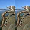 2 Large SEAHORSE solid brass door old style heavy house PULL handle 14"