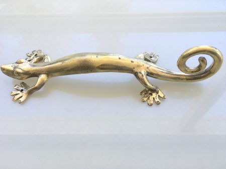 Large GECKO 40 cm solid pure solid hollow brass door antique old style house PULLS handles 16 " inch bronze patina