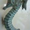 large brass 35 cm SEAHORSE solid hollow heavy antique oxidised sea side beach brass door old style house PULL handle 13.1/2" long outdoor