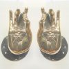 Pair large BUDDHA Pull handles hand aged patina hollow brass door old style 10 cm backplate knob gate bronze colour fingers hook
