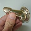 2 small PENIS shape 5 cm hook knob DOOR handle hook 2” back plate hand made solid pure brass hollow bronze patina handle heavy Phallus