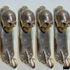 4 small SKULL HOOKS small spine pure solid BRASS old vintage style antique aged over brass 5 " long Bronze patina (Copy)
