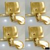 4 large POLISHED square TOE CUP Castors heavy solid brass foot castors table chair wheel old style 38 mm