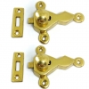 2 Banjo Catch Latches Solid Brass Furniture Catches Antique Style Watson 1850