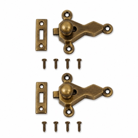 2 Banjo Catch Latches Solid Brass Furniture Catches Antique Style Watson 1850