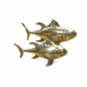 2 Small Brass Tuna Fish Statues 4” & 6” Heavy Vintage Nautical Fish Decor Trophy Sculptures