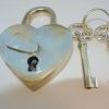 3.1/2" Vintage style antique "HEART LOVE " shape wedding Padlock solid brass 2 keys heavy lock works polished