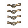 4 Solid Brass Coat Hooks Vintage Double Hook Wall Hangers Antique Style Heavy Brass Hall Stand Hooks