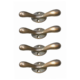 4 Solid Brass Coat Hooks Vintage Double Hook Wall Hangers Antique Style Heavy Brass Hall Stand Hooks