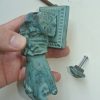 5" vintage old style very heavy front Door fist ring Knocker SOLID pure aged seaside green oxidized patina BRASS house " HAND fingers solid pure brass aged hinged (Copy)