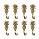 8 Small PINEAPPLE Brass Hooks – Solid Brass Wall Coat Hooks – Beach Style Vintage Pineapple Hangers – Set of 8