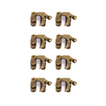 8 Solid Brass Box Latch Catches 50mm Antique Vintage Jewellery Cabinet Hasp Locks Set of 8