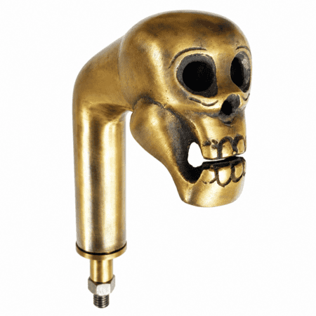 SOLID BRASS SKULL HEAD WALKING STICK HANDLE – HEAVY HANDMADE CRUTCH HANDLE – 2 PARTS