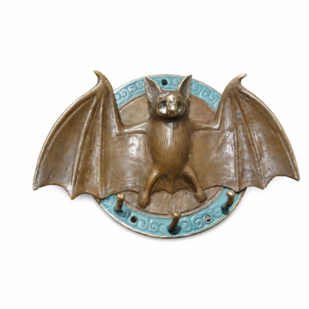 BAT Key Ring Hook Door Knocker Solid Brass Vintage Antique Style 7 Bronze Green Patina