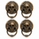 4 Small 3" Round Skull Head Ring Pull Handles – Solid Brass – Day of the Dead Cabinet Drawer Pulls