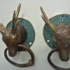 2 ring handles Vintage style Deer antelope Coat Hook Key Holder Deer stag Decorative hooks solid pure hollow BRASS hand made bronze patina