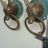 2 ring handles Vintage style Deer antelope Coat Hook Key Holder Deer stag Decorative hooks solid pure hollow BRASS hand made bronze patina