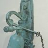 BELL front door heavy Vintage style 8.1/2 "antique look solid brass aged Chain nice sound antique green seaside oxidized patina