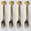 4 solid brass fork 24 cm all brass polished forks HANDLES 8" inches hand made cast cutlery sets PALM design (Copy)
