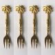 4 solid brass fork 14 cm all brass polished forks HANDLES 5.1/2" inches hand made cast cutlery sets PALM design