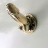 2 small PENIS shape 5 cm hook knob DOOR handle hook 2” back plate hand made solid pure brass hollow polished handle heavy Phallus