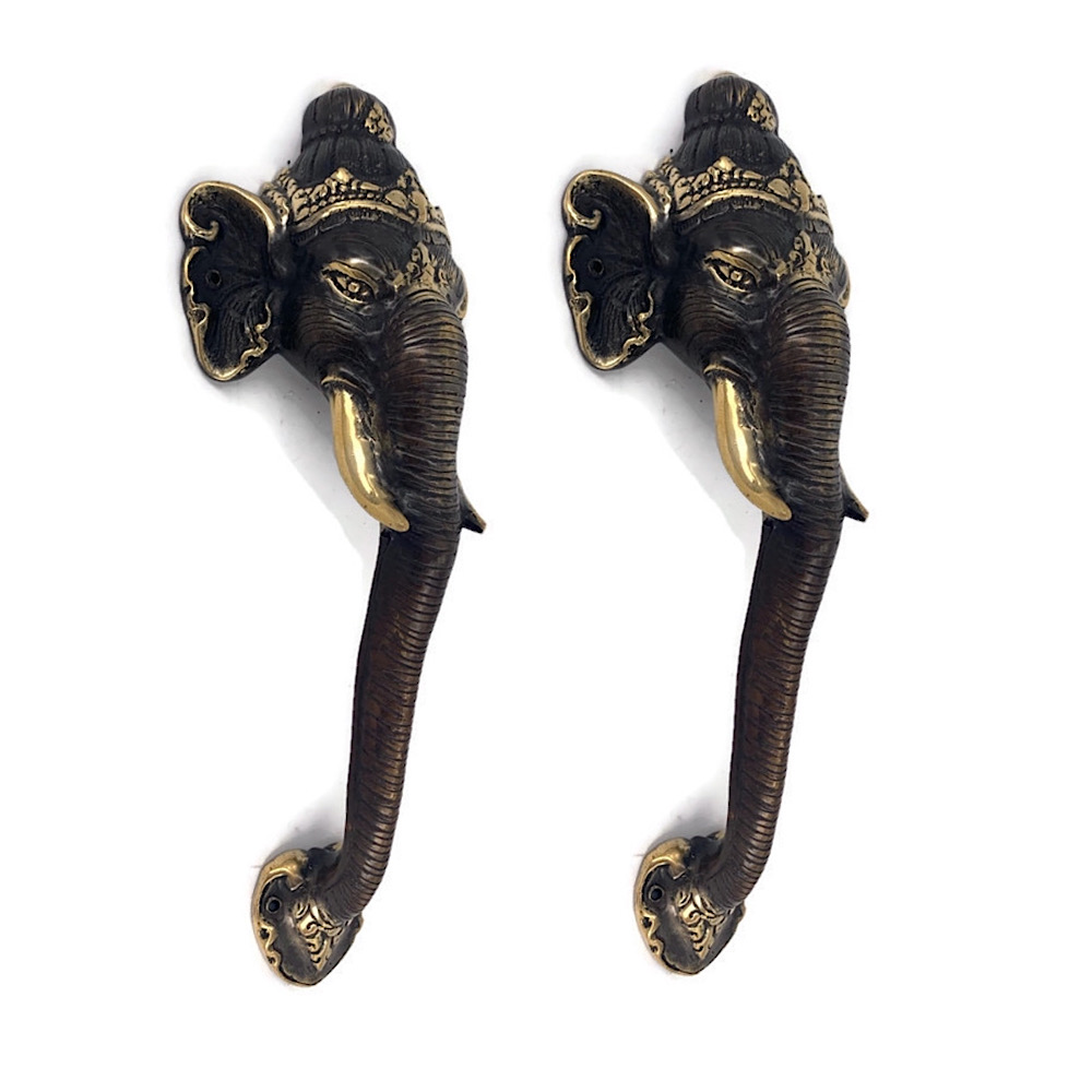 Elephant Shape Vintage Antique Style Handmade Brass Gate Door Pull Handle Knob