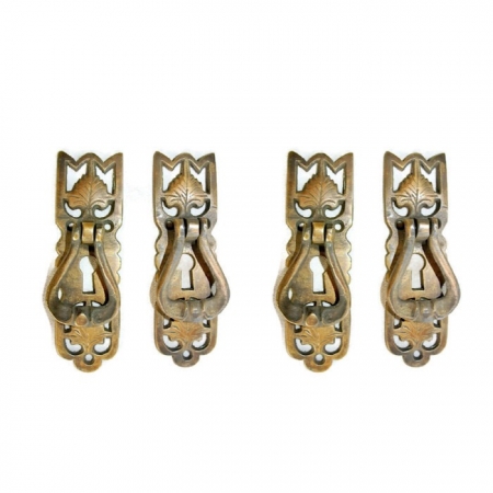 4 pulls drops handles antique style solid brass vintage old replace drawer small door heavy natural oxidized