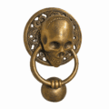 LARGE ROUND SKULL HEAD RING PULL DOOR KNOCKER – SOLID BRASS  DAY OF THE DEAD 4 11.5 cm 